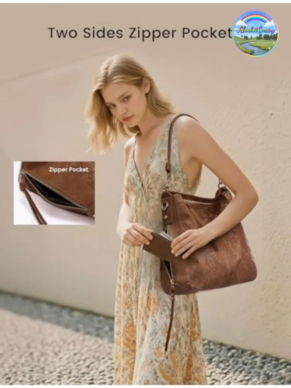 Faux Leather Hobo Crossbody Bag Large Capacity Shoulder Purse